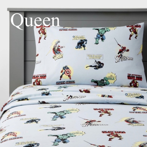 Disney Marvel Characters Avengers Queen Sheet Set Pillowfort